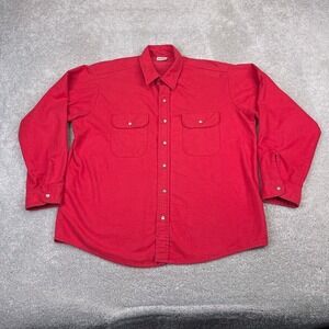 VINTAGE Five Brother Shirt Men XL Red Heavy Cotton Flannel Button Up Made in USA